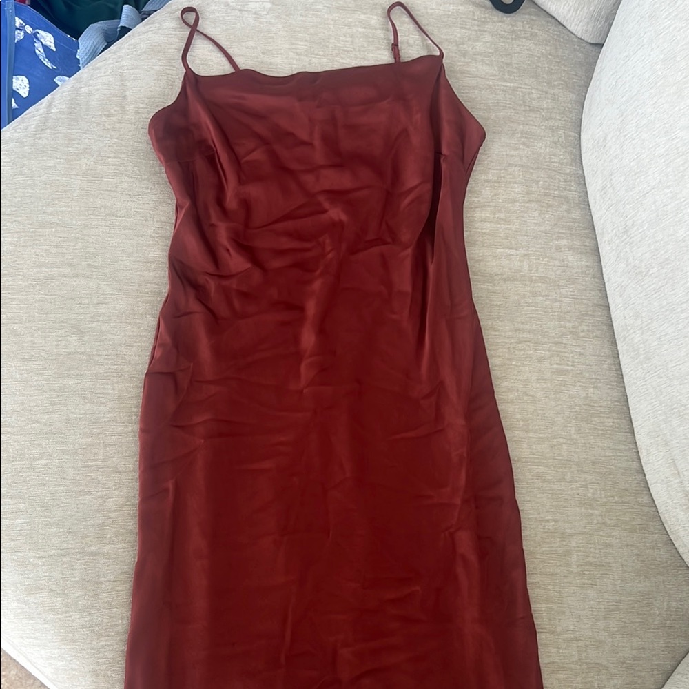 Express Rust Spaghetti Strap Slip Dress